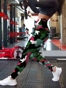 Women's Camouflage Print High-Waisted Leggings - High Elasticity For Running And Fitness, Women's Fashion, Colorful Yoga Tights, Women's Sporty Casual Yoga Pants, Fitness And Training Apparel, Women's Yoga Wear, Women's Yoga Pants. - phong cách - Xem 6