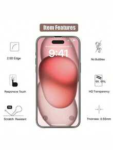 2pcs - Tempered Glass Screen Protector Compatible With Iphone 15, 17, Pro Max, 17, 17 Pro, 17 Air, 16, Pro Max, 15, 14, 13, 12, 11, Pro Max, XR, XS Max, 14, 15 Plus, 13, Mini, SE 2022. High-Definition Glass Material, Scratch-Resistant, Compatible With Phone Cases. - Clear - View 5