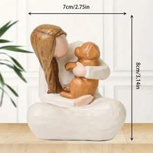 1件树脂天使雕像，感恩节纪念礼物 - 女孩拥抱狗狗摆件，宠物离世纪念、家居装饰及爱狗人士的理想之选，适合感恩节、圣诞节、母亲节等节日。 - 女孩抱狗 - 查看 3