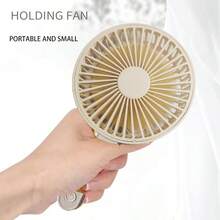 1 pieza Abanico plegable de mano con cordón, ventilador mini portátil recargable USB beige con 3 ajustes de velocidad, ventilador personal potente para escritorio para mujeres, hombres, hogar, oficina, maquillaje, viajes al aire libre, silencioso - Blanco - Ver 3