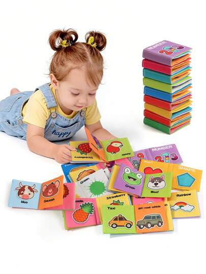 9本0岁以上婴儿防撕可水洗认知刺激感官触觉和听觉游戏手印书，适合作为复活节、斋月、生日、节日礼物和日常早教用品