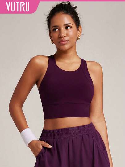 VUTRU Women's Minimalist Solid Color Racerback Sports Bra, Suitable For Running, Fitness, Yoga