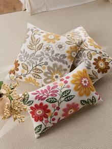 غطاء وسادة مطرز بزهور عصري بسيط، مناسب للديكور الداخلي، غطاء وسادة لجميع المواسم، لا يشمل إدراج الوسادة - رمادي - مشاهدة 6
