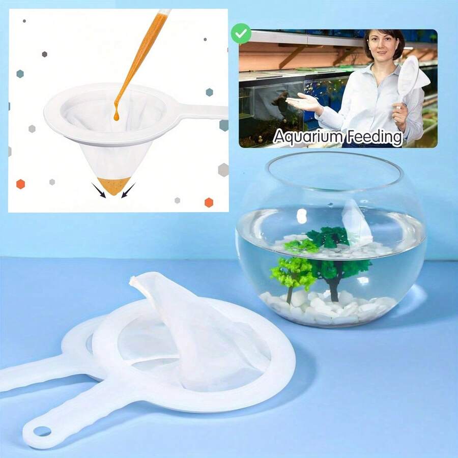 1 pieza Filtro de doble capa - Malla de 80 y 200 - Adecuado para acuario, pecera y criadero de camarones, puede filtrar y separar huevos, crías de camarones y crías de peces, herramienta de criadero con mango resistente, accesorio de limpieza de acuario