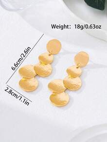 一对时尚几何圆形吊坠耳环，适合女性参加派对、聚会、日常佩戴，百搭礼物。 - 金黃色 - 查看 2