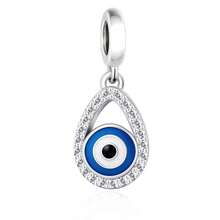 1pc 925 Sterling Silver Cubic Zirconia Eye Shaped Pendant Bead, Protective Amulet Unisex Jewelry Gift - Q4466 - View 2