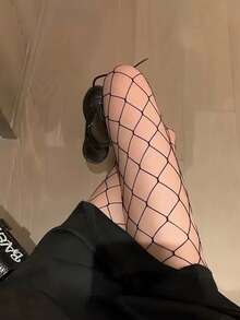 4 đôi quần tất lưới khoét lỗ kiểu Gothic dành cho nữ, thích hợp mặc hàng ngày. - màu đen - Xem 3