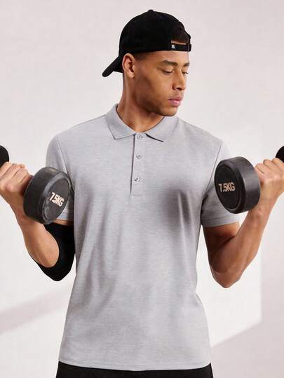 Driftmere Men's Casual Solid Color Half-Zip Short Sleeve Fitted Polo Shirt, Summer