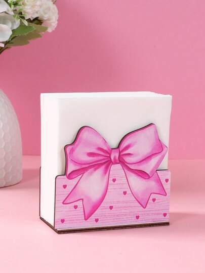 1pc Pink Bow Wooden Napkins Holder, Tissue Paper Rack, Desktop Paper Towel Dispenser, Dining Table Napkin Clip,Bow Table Decor, Birthday Decorations, Dining Table Decor,Restaurant Supplies,Table Centerpiece Decor,Wedding Decor, Home Decor, Holiday Party Supplies,Kitchen Supplies