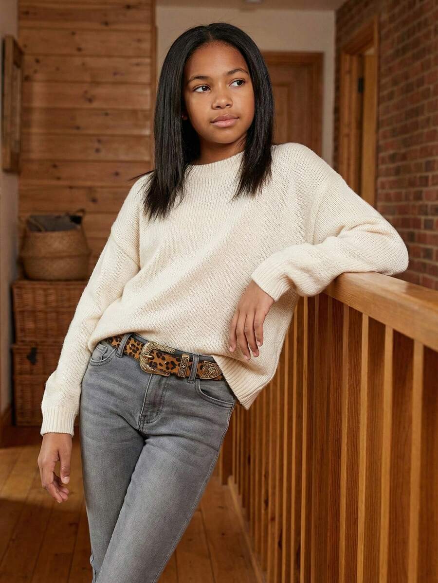 1pc Kids New Leopard Print Wide Belt, High-Quality PU Cowboy Style Belt For Students