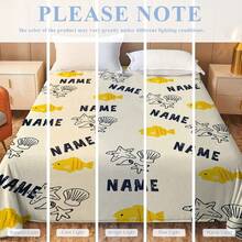1 chiếc chăn cá nhân hóa chủ đề đại dương, có thể tùy chỉnh với tên, biệt danh, số may mắn, với họa tiết cá vàng, sao biển, vỏ sò, phong cách sống động và đáng yêu - Gối trang trí cá nhân hóa mềm mại, ấm áp và dễ chịu, thích hợp cho gia đình, văn phòng hoặc cắm trại - Một ý tưởng quà tặng tuyệt vời cho bạn bè và gia đình - Nhiều màu - Xem 8