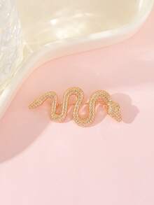 1pc Women's Sparkling Crystal Pearl Leaf & Flower Snake-Shaped Square Brooch - Multicolor - View 21