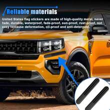 2PCS USA American Metal Flag Auto Fenders Emblem Sticker - 6"X 1" Adhesive Sport Badge 3D Embossed US Flag Car Decal Sticker - Patriotic Car Badge Decal Bumper Sticker For Auto SUV Window Black - 黑色 - 查看 5