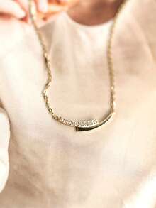 1pc S925 Sterling Silver Minimalist Fresh Elegant Smiling Face Necklace, Women's Arc-Shaped Criss-Cross Line Luxury Delicate Double-Row Simple Clavicle Chain Gift - Smile - View 6