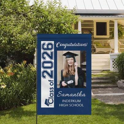 Personalized Graduation Garden Flag With Name, Custom Class Of 2026 Yard House Welcome Flag For Outdoor Graduation Gifts For Him HerFriends Party