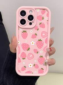 1个创意粉色可爱草莓花朵镂空手机壳，兼容 11/11 Pro Max/12/12 Pro/12 Pro Max/13/13 Pro/13 Pro Max/14/14 Plus/16 Pro Max/17 Pro Max、Galaxy S25 Edge、14C、Moto G系列、C55 - 粉色 - 查看 2