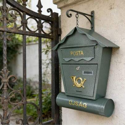 Brievenbus in Europese stijl voor aan de muur, met slot, waterdichte brievenbus voor buiten, geschikt voor tuin en terras.