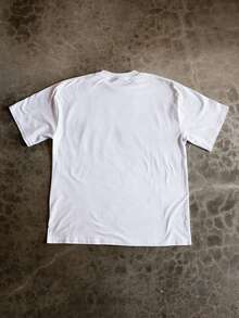 Men's Minimalist Russian Pattern Printed Round Neck Short Sleeve T-Shirt, Summer - White - View 4