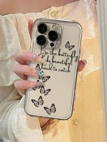 Butterfly Painted Transparent Minimalist Fashion Creative Shockproof Phone Case Compatible With IPhone 17/17Pro/17ProMax, 16/11/16Pro/16Plus/16ProMax/16E/15ProMax/13/14/12/XS/XR/7G/8P, Galaxy S25/S25Plus/S25 Ultra/A16/A36/A26/A56/A50/A12/A32 - Multicolor - View 6