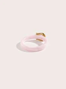 1 pieza Anillo de acero inoxidable chapado en oro de 18K con elemento de hebilla y cubic zirconia, joyería para mujer, regalo para boda, fiesta o cita - Oro rosa - Ver 5