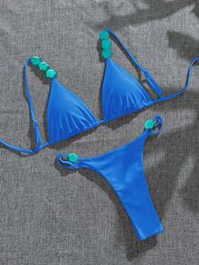 Bộ bikini áo tắm nữ, đồ bơi đính hạt, màu vàng, trắng, xanh dương, hồng, nâu, trang phục thời trang cho kỳ nghỉ, trang phục đi biển, hẹn hò, tiệc trà chiều, váy cưới, bộ đồ thanh lịch cho phụ nữ, lễ hội âm nhạc, OOTD, từ thành phố đến bãi biển, câu lạc bộ Bohemia SS26, đồ đi biển mùa xuân và hè. - Màu xanh lam - Xem 4