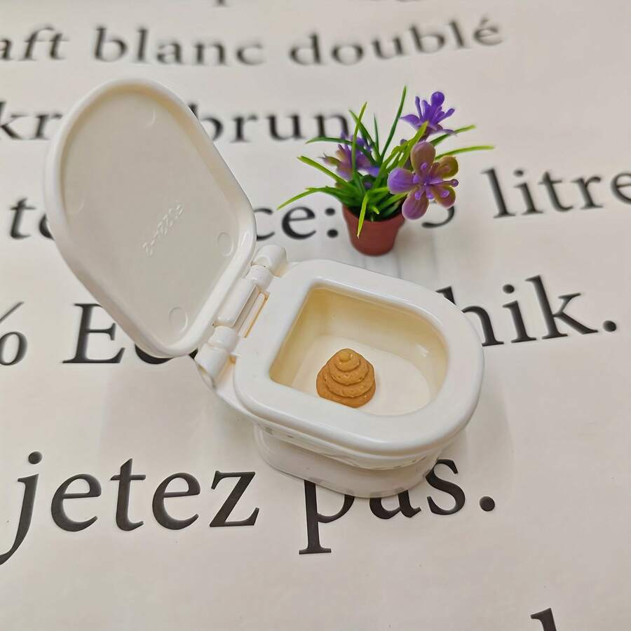 Mini Realistic Toilet Bowl Model, Miniature Bathroom Scene Prop, Suitable For Diorama Bathroom Scene Decoration, Collectible Gift For Hobbyists And Enthusiasts - Multicolor - View 1