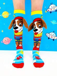 1双儿童卡通狗耳朵装饰过膝袜，趣味袜子，搞怪袜子。适合所有季节，是节日礼物、儿童派对、节日庆典、假日、户外和日常穿着的理想选择。 - 淺藍色 - 查看 10