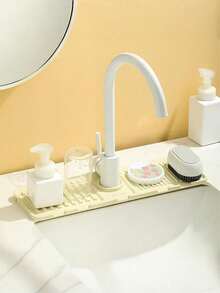 1 Pc Silicone Faucet Drain Mat Splash-Proof Trimmable Narrow Edge For Kitchen Sink & Basin Drain - View 5