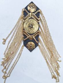 1 Stück Gold- und Silber-Legierung Kombination Kette Quaste Schulter Dekoration für Bühnenauftritte und Moderation, Abschlussoutfit, Festival - Schulterklappen mit Raketenkopf - Übersicht 10