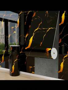 1卷自粘大理石纹理墙纸 - 可移除可重复使用背衬，尺寸：118.11英寸/93.7英寸，绿色底色带金色纹理 - 奢华大理石外观，是厨房、浴室、客厅装饰的理想之选 - 易于安装和移除，适合DIY和专业项目，浴室墙面装饰，外观奢华，厚实仿大理石，墙面覆盖，优雅设计，耐用材质，装饰膜，室内使用 - 彩色 - 查看 6