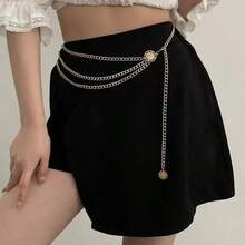 Cadena de cintura metálica multicapa, cadena corporal de moda, diseño versátil adecuado para vestidos y pantalones, elegante y sexy cadena de aleación de zinc, para todas las estaciones - Dorado - Ver 11