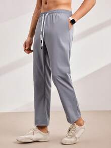 Driftmere 男士时尚抽绳腰斜口袋七分裤，秋季 - 灰色 - 查看 9