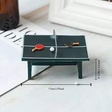 1 Set de Mesa de Tenis de Mesa en Miniatura de Resina con Raquetas y Pelotas, Modelo de Escena Miniatura Creativa Decorativa de Mesa de Ping Pong - A - Ver 5