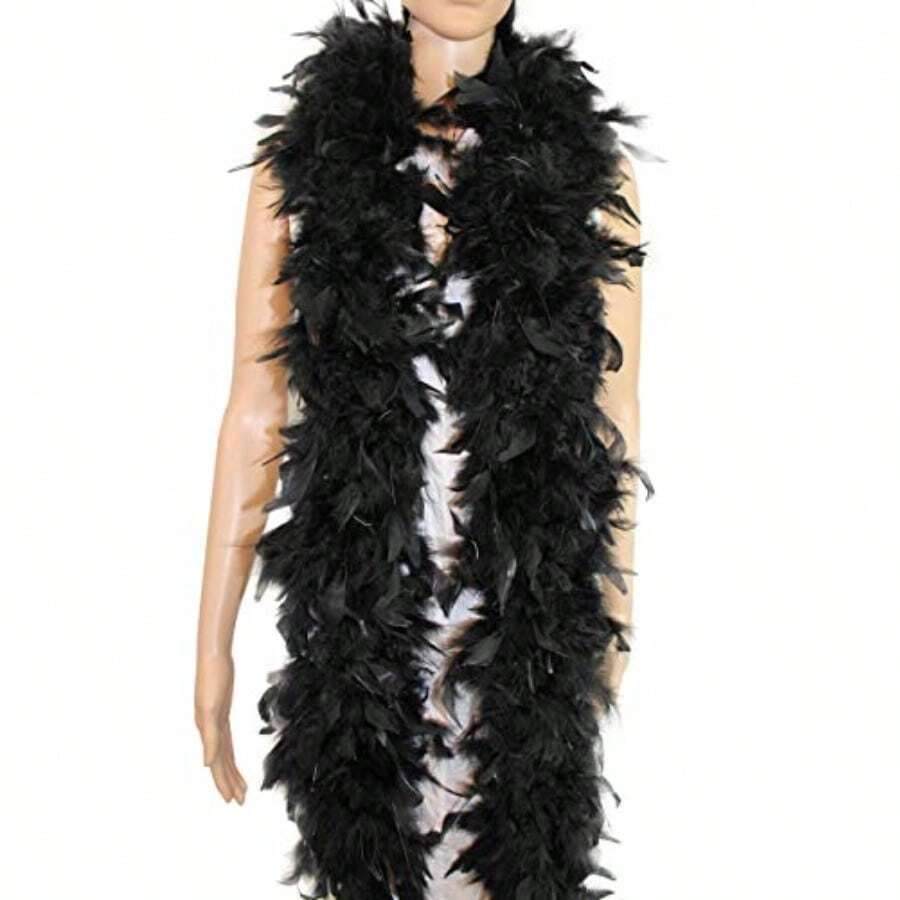 Black Canle Feater Boa -Great Party Wedding Alloween Costume Dress Up Crist Tree - 14 g M - Xem 1