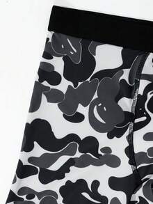 4件套男士内裤，迷彩鲨鱼齿印花长款平角内裤，运动速干平角内裤，时尚印花男士内裤，大码舒适男士长款平角内裤，创新男士内裤，老公惊喜礼物，男友圣诞礼物，平角内裤，万圣节男友礼物 - 彩色 - 查看 3