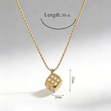 Dây chuyền mặt hình xúc xắc mạ vàng bằng thép không gỉ, kiểu dáng đôi, phong cách hip hop tối giản, chống thấm nước, thích hợp đeo hàng ngày, quà tặng lý tưởng cho dịp kỷ niệm. - Vàng - Xem 13