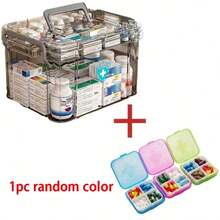 Tủ thuốc nhiều tầng trong suốt, có tay cầm, hộp đựng dụng cụ sơ cứu di động, thích hợp cho gia đình và du lịch, lưu trữ thuốc và dụng cụ y tế hiệu quả, thiết kế trong suốt giúp dễ dàng lấy đồ, thích hợp cho gia đình, văn phòng và các tình huống khẩn cấp, bền và rộng rãi, vật dụng lưu trữ sức khỏe thiết yếu, thích hợp cho lễ Phục sinh. - Nhiều màu - Xem 14