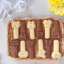 6 Pieces Small Animal Theme Cookie Mold, Family Baking Supplies, Cartoon Cranberry Cookie Biscuit Bread Baking Cutter Biscuit Cutter Biscuit Stamp - White - View 8