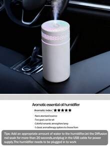 [汽車配件]1個250ml汽車加濕器，黑色、白色和粉色可選。配備浪漫彩色氛圍夜燈、2種工作模式、定時自動開關功能，並相容精油。適用於汽車、辦公室和居家 - 彩色 - 查看 23