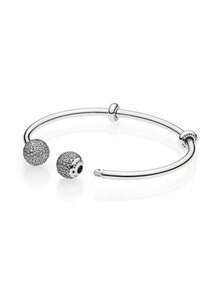 PULSERA PANDORA MOMENTS CON CIERRE BOLA CIRCONITAS ABIERTA - Plateado - Ver 2