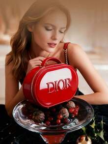 Dior 2025限量版圣诞雪花图案手拿包和化妆包套装，节日收藏品，时尚多功能手提包，非常适合存放化妆品和口红 - 紅色 - 查看 4