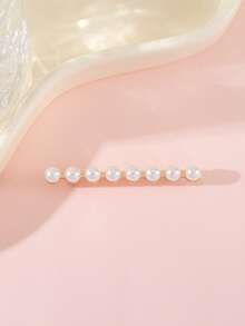 1pc Women's Sparkling Crystal Pearl Leaf & Flower Snake-Shaped Square Brooch - Multicolor - View 8