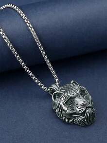 1件凶猛虎头项链，不锈钢银色粗链，复古街头嘻哈风格，适合日常佩戴、派对、年轻男士，防水、防褪色，精雕细琢，高品质，情人节礼物 - 銀色 - 查看 2