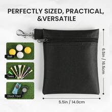 Bolsa para pelotas de golf FINGER TEN con mosquetón de metal, bolsa de almacenamiento de pelotas de golf para guardar objetos de valor y accesorios de golf - Negro - Ver 3