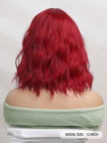 Elegant Short Curly Bobo Wig With Bangs - Heat Resistant Synthetic Hair, 100% Silk, Matte Texture, Heat Resistant, Curly Style, Breathable Rose Net Cap, Suitable For Cosplay And Halloween Parties - Red - View 7