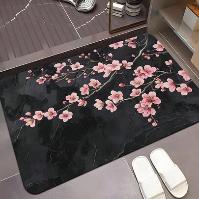 1pc Doormat With Sakura Tree Branch Print Pattern - Bathroom Rug, Bedroom Rug, Entryway Rug, Suitable For Home Decor, RV Entrance Mat, Room Accessories, Living Room, Study, Bedside, Sofa, Balcony Christmas Decor Kitchen Rug. Door Mat, Welcome Mat, Indoor/Outdoor Entrance Carpet, Bathroom Mat, Household Bathroom Decorative Carpet For Kitchen, Corridor, Bathroom, Entrance, Dining Room And Home Decoration, Door Mat, Autumn Decorative Carpet, Bathroom Accessories, Graduation Gift, Home Decoration; Suitable For All Occasions Including Birthdays, Christmas, Thanksgiving, Halloween, Valentine's Day, Mother's Day, Father's Day, Weddings, Anniversaries, Housewarming, Graduation, Back To School, Four-Season Seasonal Decoration; Suitable For Him/Her As A Personal Ideal Gift, Great For Gifting To Family, Boyfriend, Girlfriend, Father, Mother, Lover, Daughter, Son, Grandfather, Grandmother, Friends, Classmates.