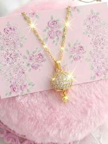 1 chiếc dây chuyền mặt chuông đính đá Zirconia thời trang, đa năng, thanh lịch, tối giản. - Vàng - Xem 1