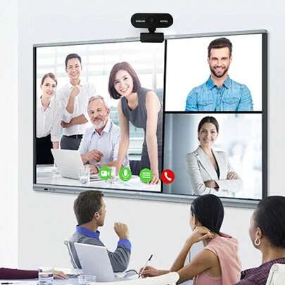 1080P高清专业USB网络摄像头（内置麦克风），适用于笔记本电脑和台式电脑，专为家庭在线课程、直播和高清视频会议而设计。