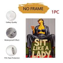 1pc Unframed,Sit Like A Lady | Fashion Poster | Retro Style Woman Art | Bold Pop Art Print | Empowering Female Art | Contemporary Girl Power Art - Letter a - View 9