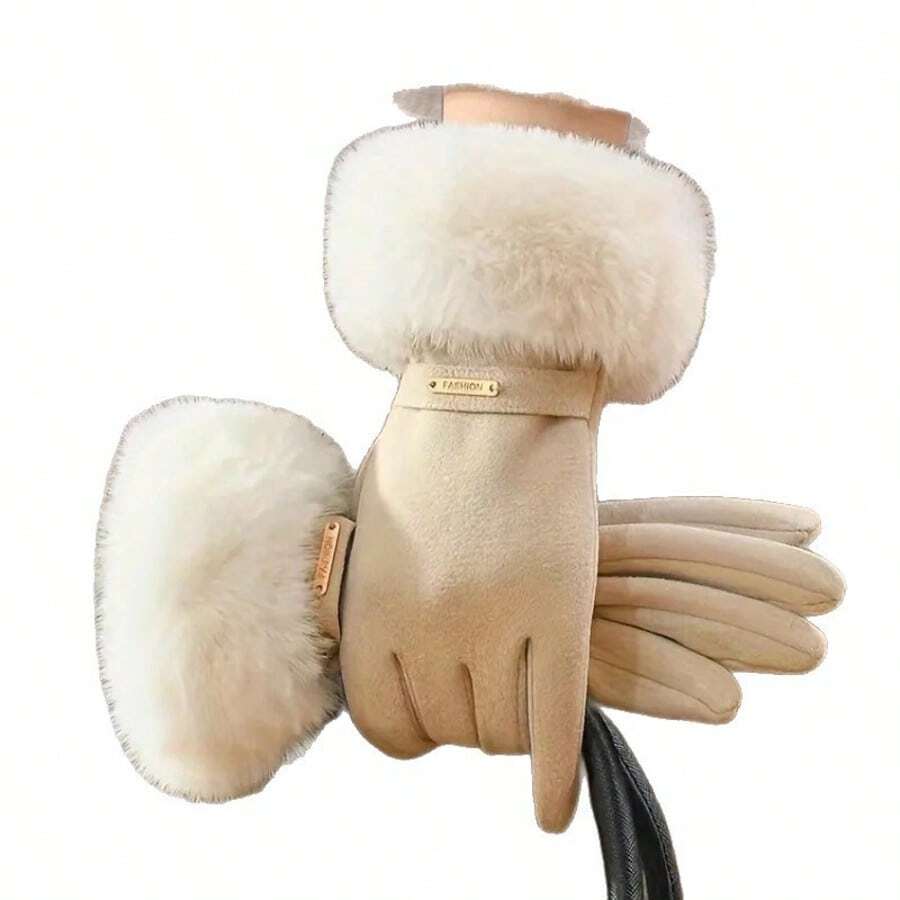Women's Autumn/Winter Gloves - Màu be - Xem 1